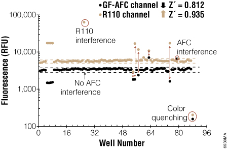 Confirming cytotoxicity by measuring changes in viable cells and dead cells with the MultiTox-Fluor Multiplex Cytotoxicity Assay.