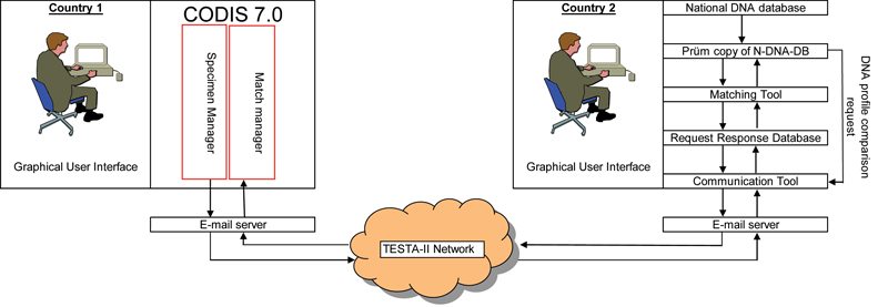 International exchange of DNA profiles with CODIS.