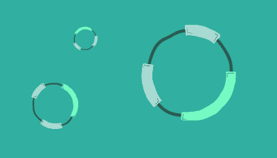 Three plasmids move across the screen